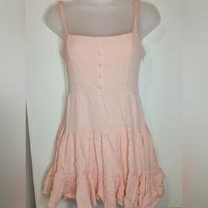 FOREVER 21 Charming Light Butterly Pink Barbiecore Button-Front Dress(#1,008)
